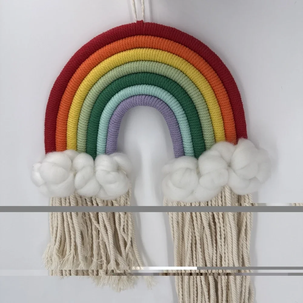 Woven Rainbow Macrame Wall Hanging‎ Cloud Nursery Room Home Bedroom Office Decor